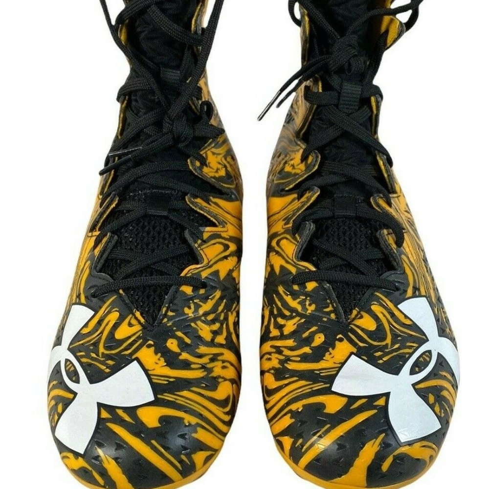 Under Armour Hi Cut Soccer Football Shoe US 10 Yellow Black Cleats Lace Up